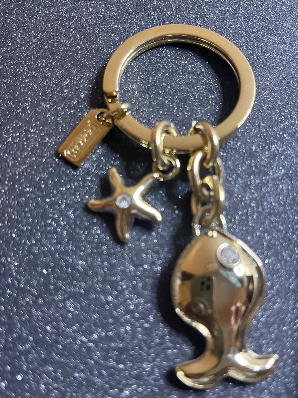 Coach Gold Fish Charm Keychain with Star Accent and Coach Pen - Picture 2 of 6